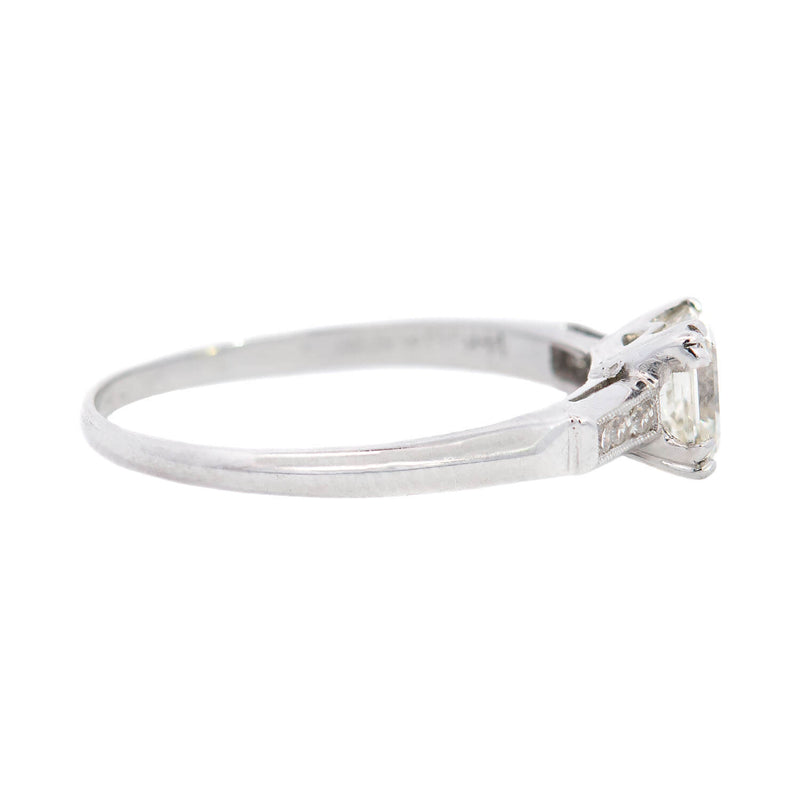 Art Deco Platinum Diamond Engagement Ring 1.01ctw