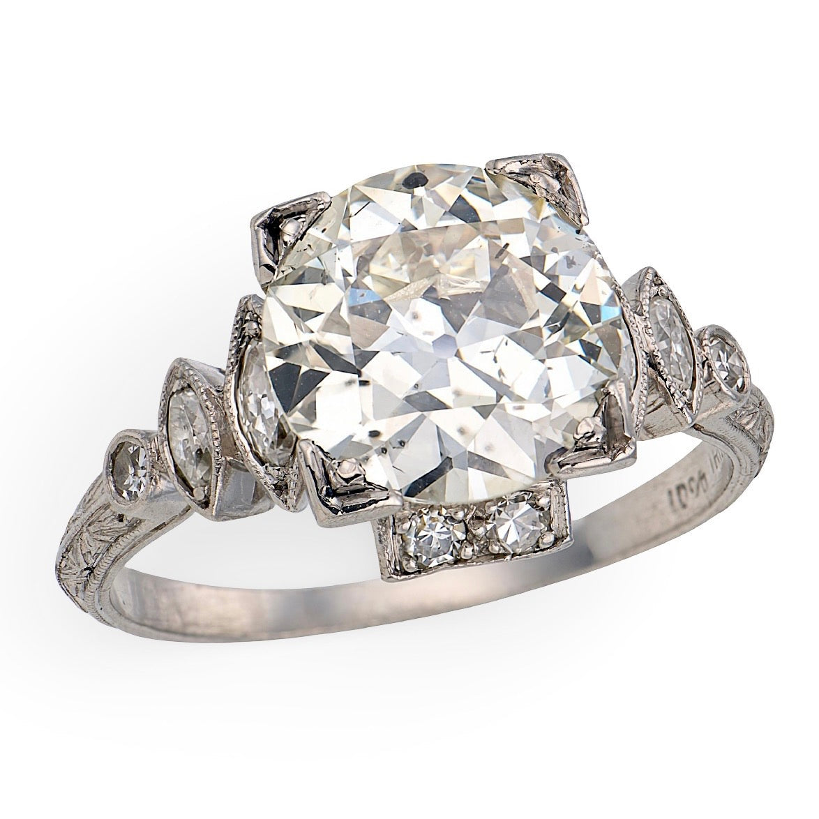Art Deco Platinum Diamond Engagement Ring 2.39ct