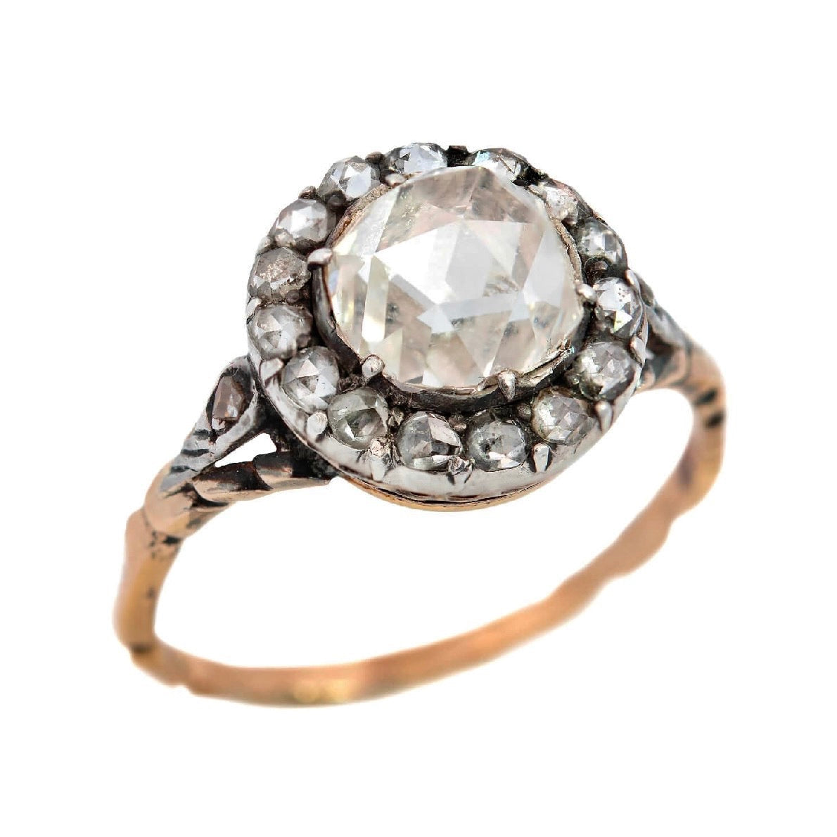Victorian 14k Diamond Halo Engagement Ring 2.35ct
