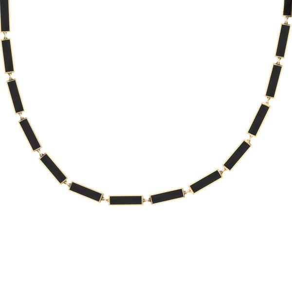 Estate 14k & Black Enamel Link Necklace