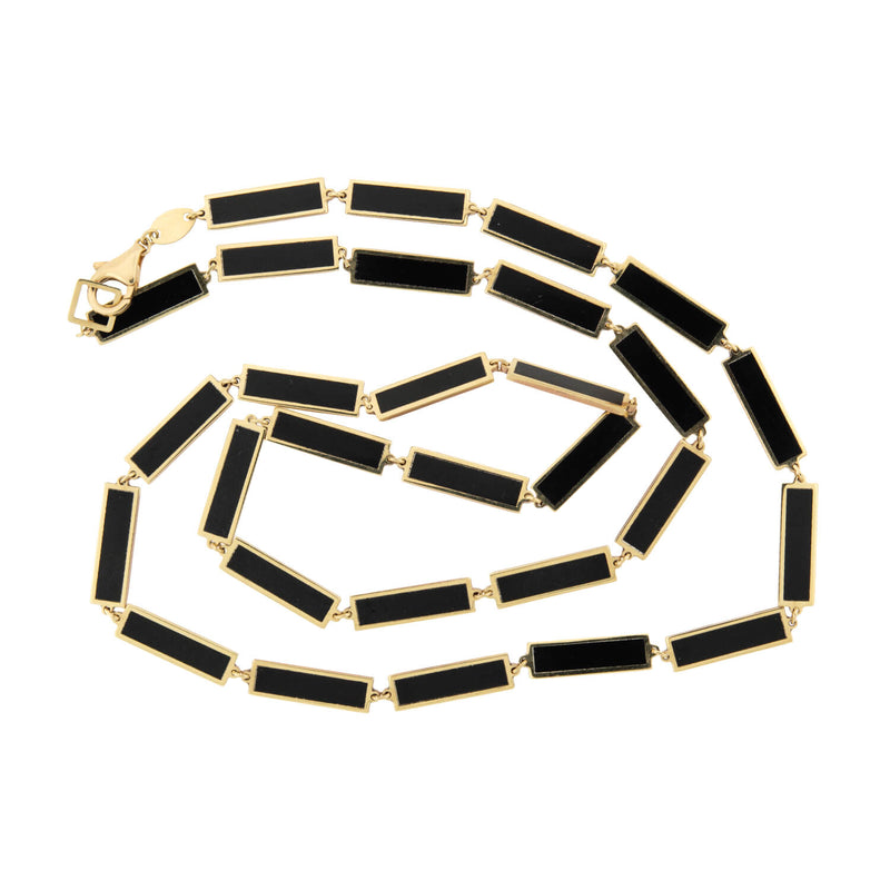 Estate 14k & Black Enamel Link Necklace
