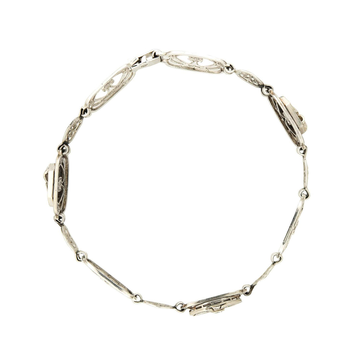 Art Deco 10k/Platinum Diamond Filigree Bracelet