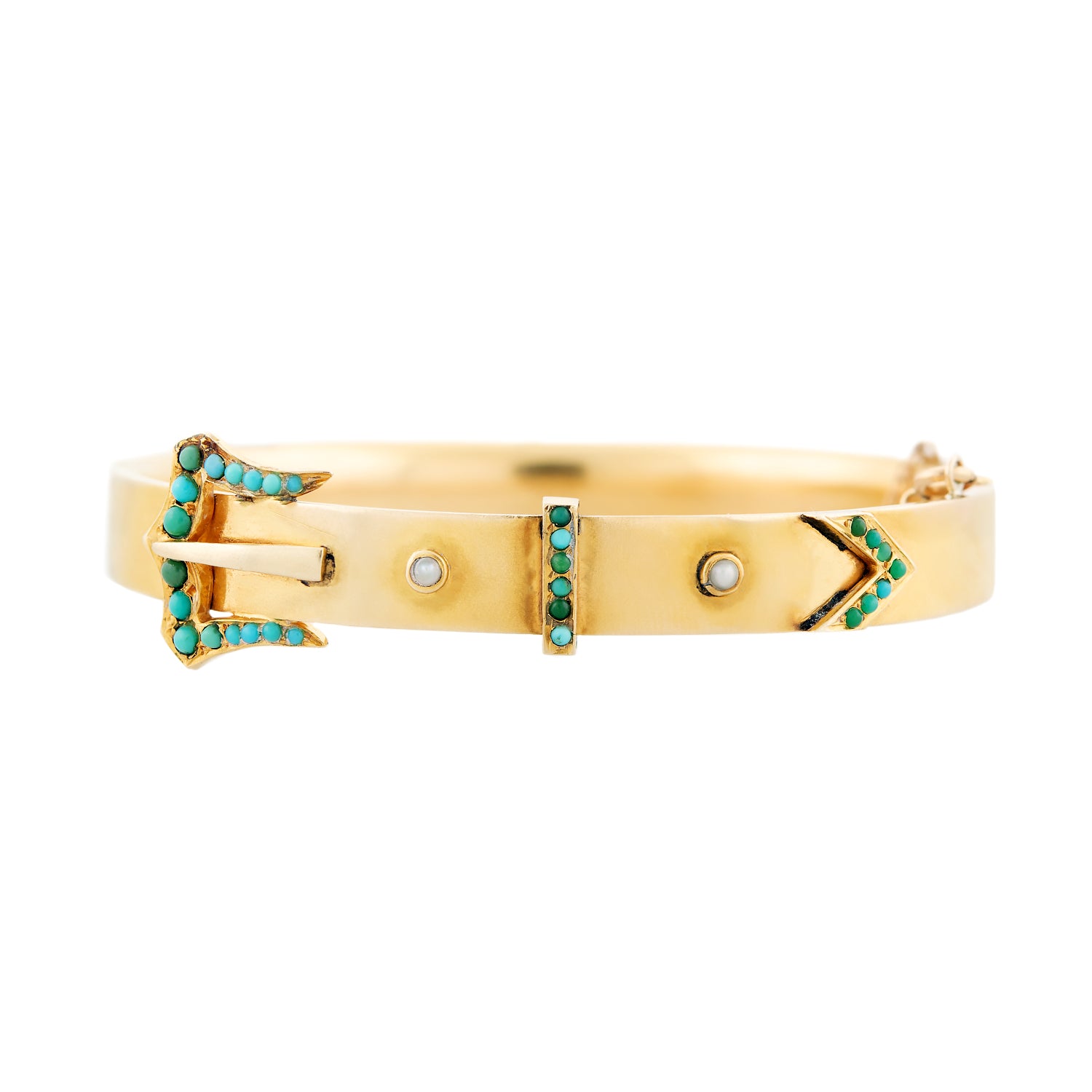 Victorian 14k Turquoise Buckle Bracelet
