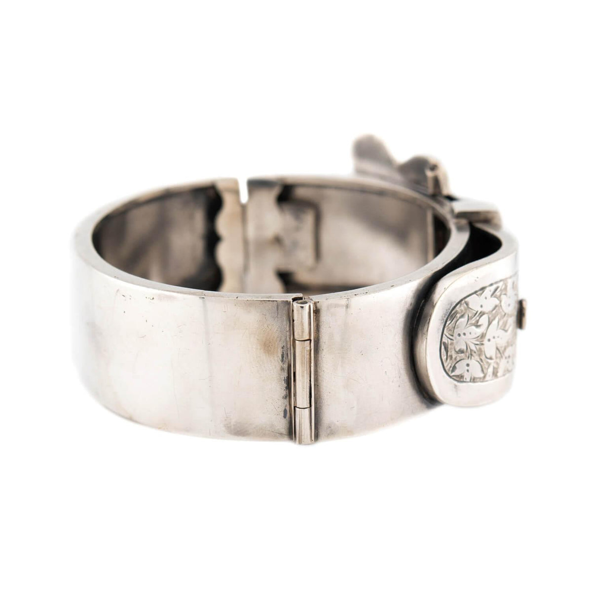 Victorian Sterling Silver Buckle Bangle Bracelet