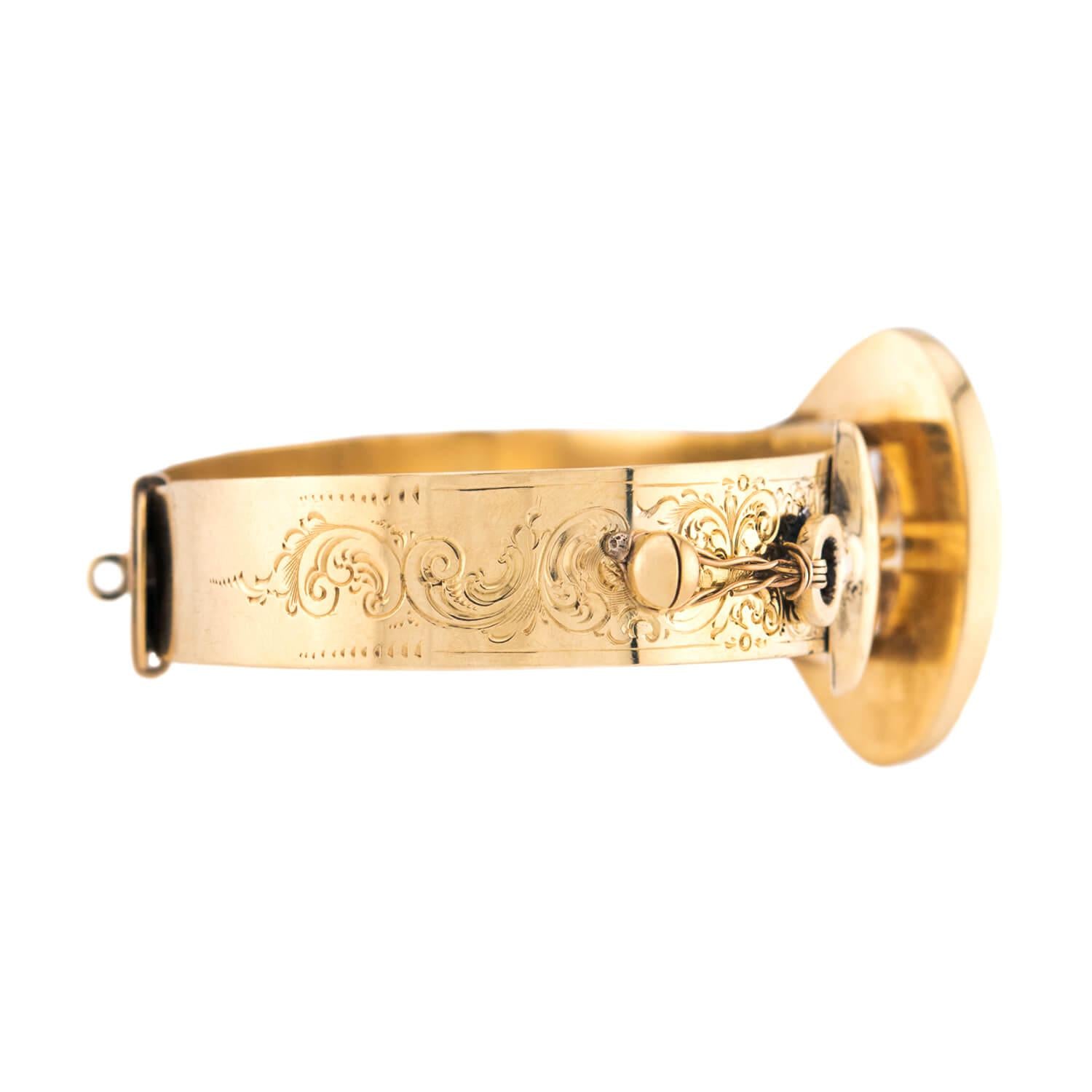 Victorian 18k Anchor-Motif Buckle Bangle