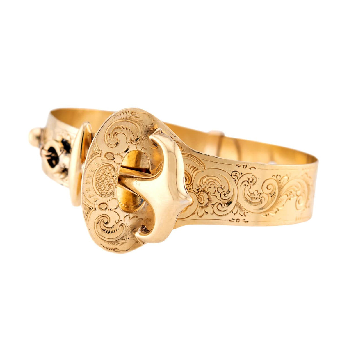 Victorian 18k Anchor-Motif Buckle Bangle