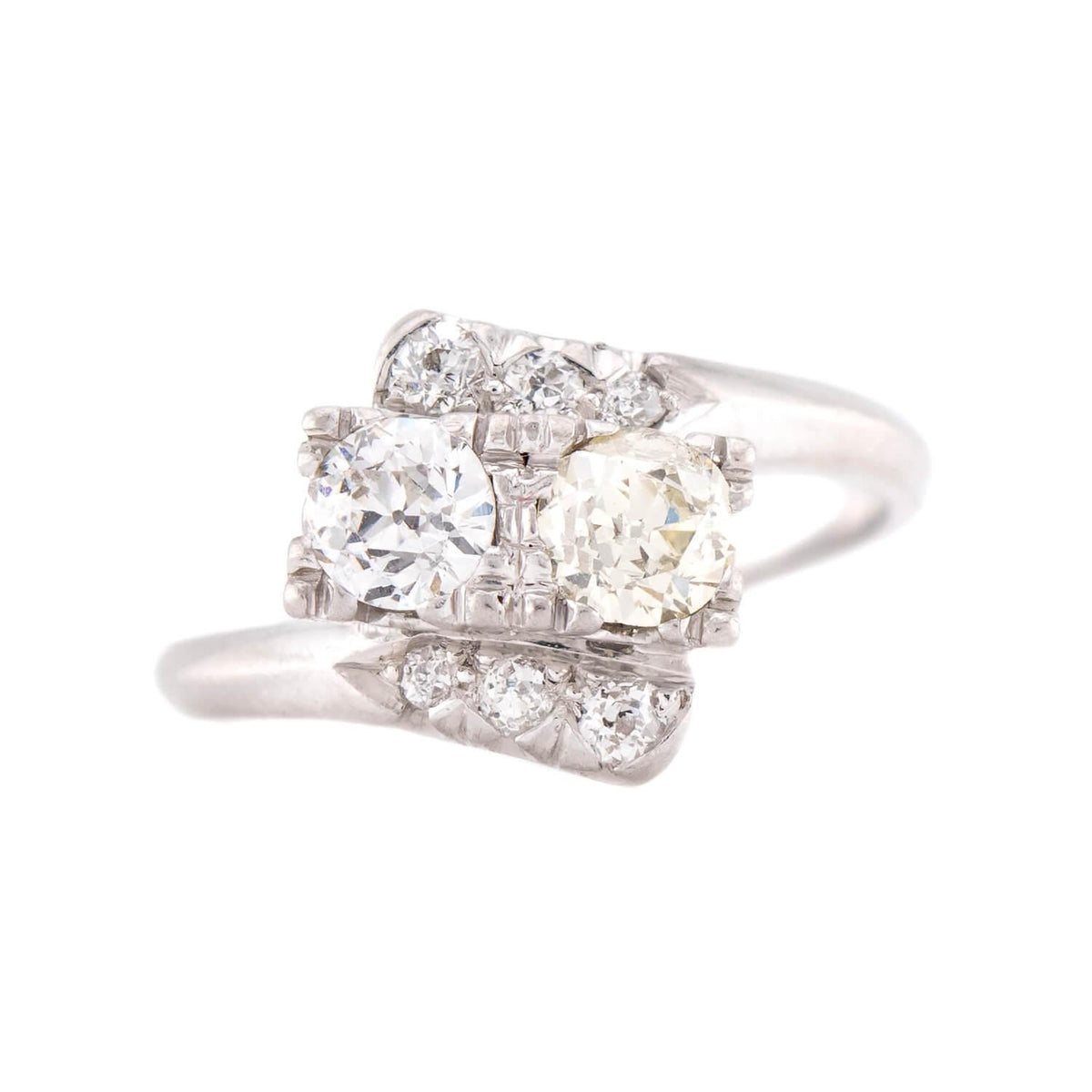 Art Deco Palladium Diamond Bypass Ring