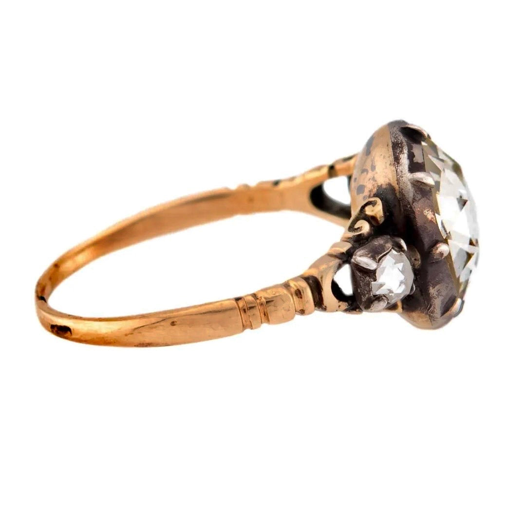 Georgian English 14k/Sterling Silver Diamond Engagement Ring 1.60ct