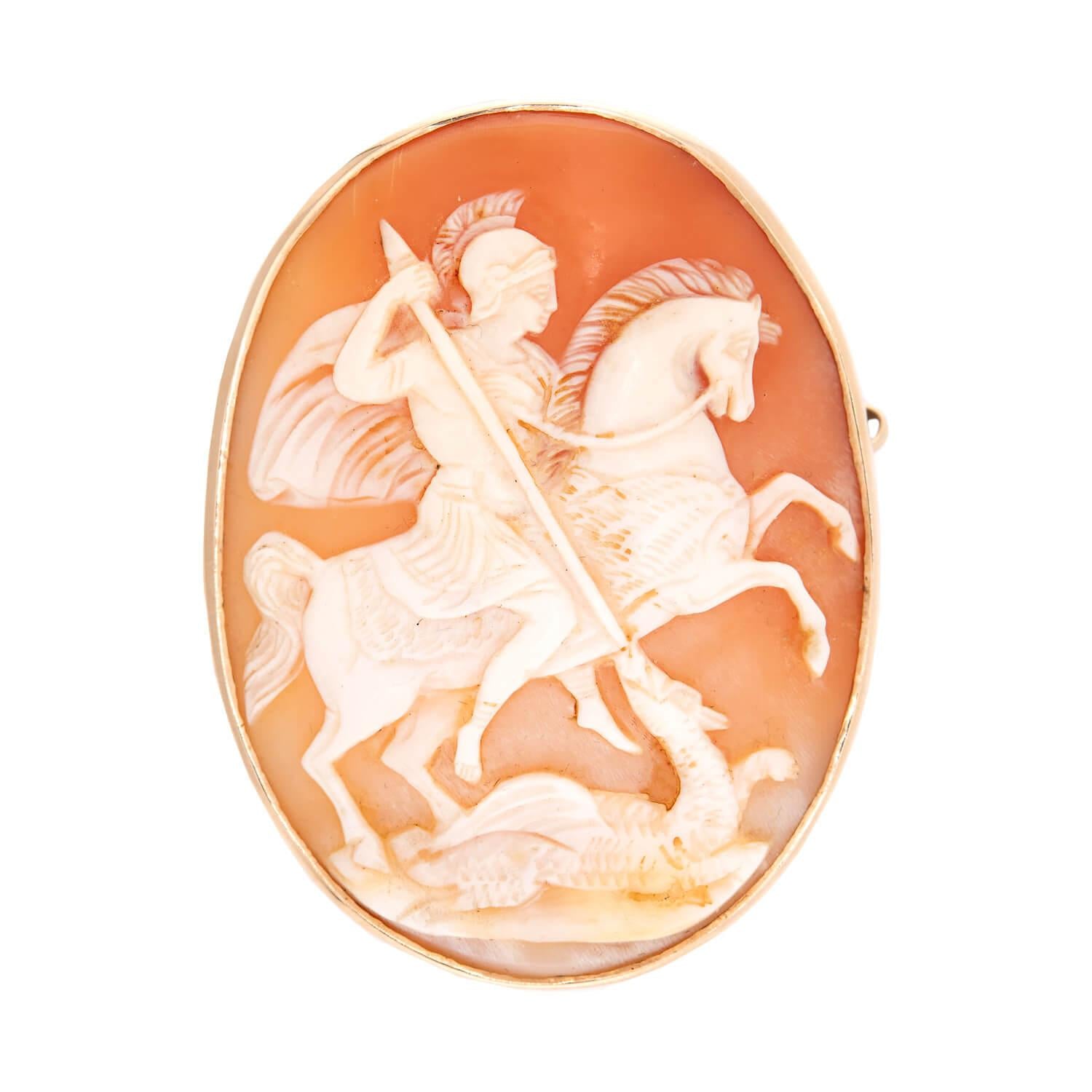 Victorian 9k Shell Cameo Brooch