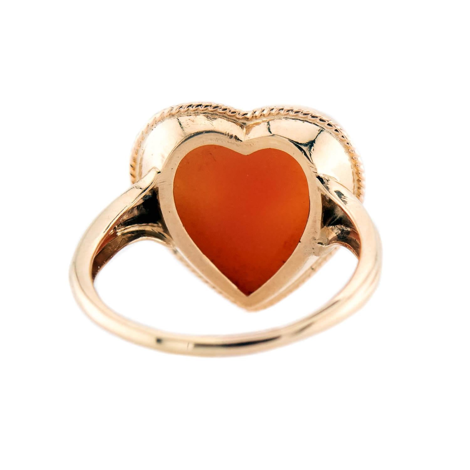 Art Deco 14k Cameo Heart Motif Ring