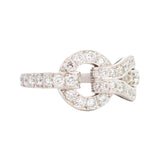Cartier Agrafe Estate 18K White Gold Diamond Ring 0.86ct