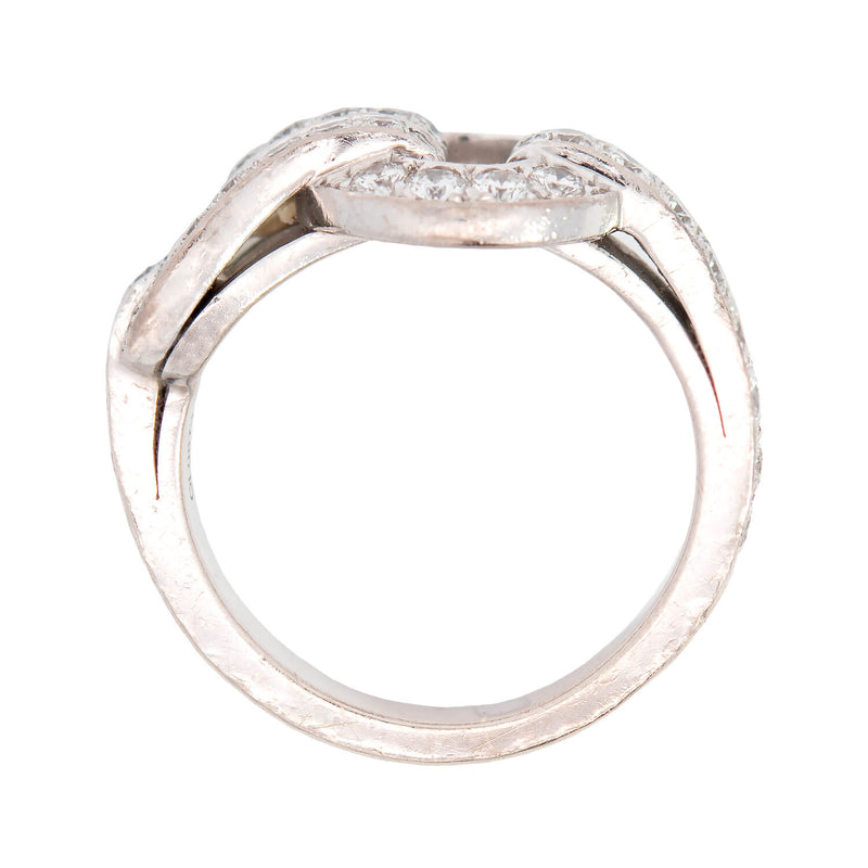 Cartier Agrafe Estate 18K White Gold Diamond Ring 0.86ct