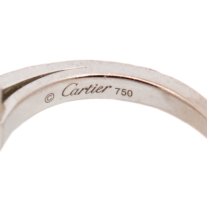 Cartier Agrafe Estate 18K White Gold Diamond Ring 0.86ct