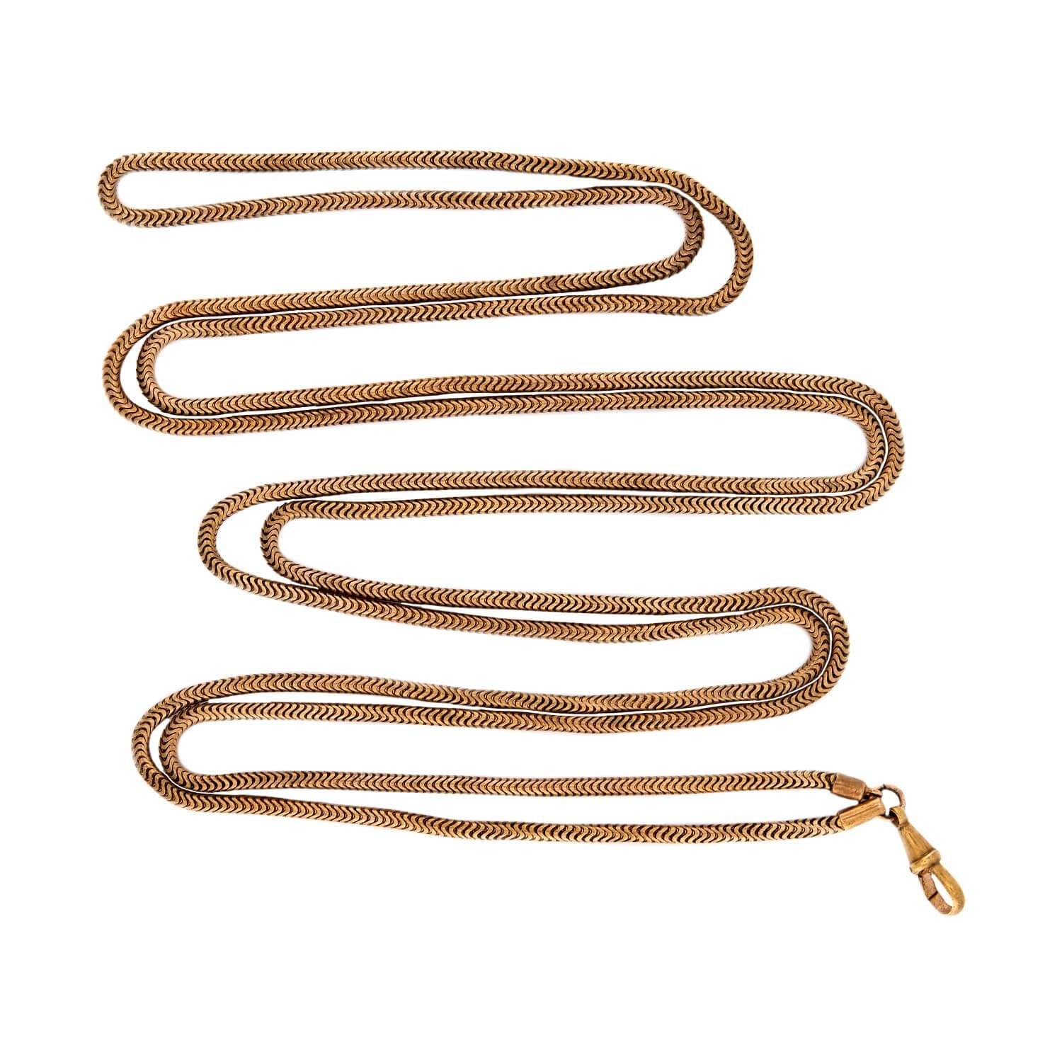 Victorian Gold-Filled Snake Chain Necklace 60"