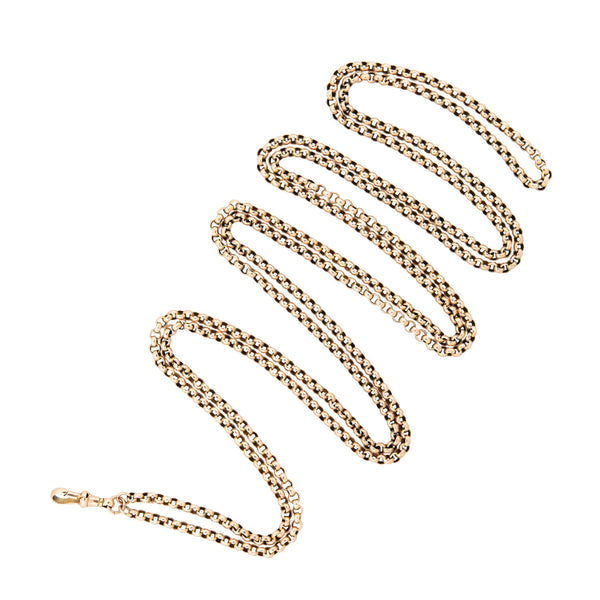 Victorian 9k Rolo Link Watch Chain Necklace 60"