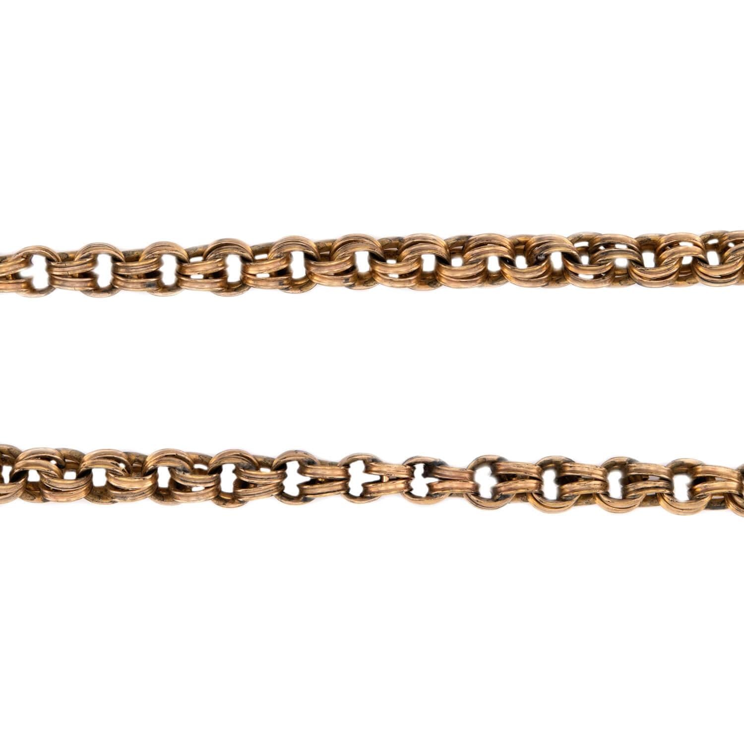 Victorian Gold-Filled Garnet Griffin-Motif Chain Necklace