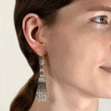Art Deco Sterling Silver Rock Quartz Crystal Chandelier Earrings