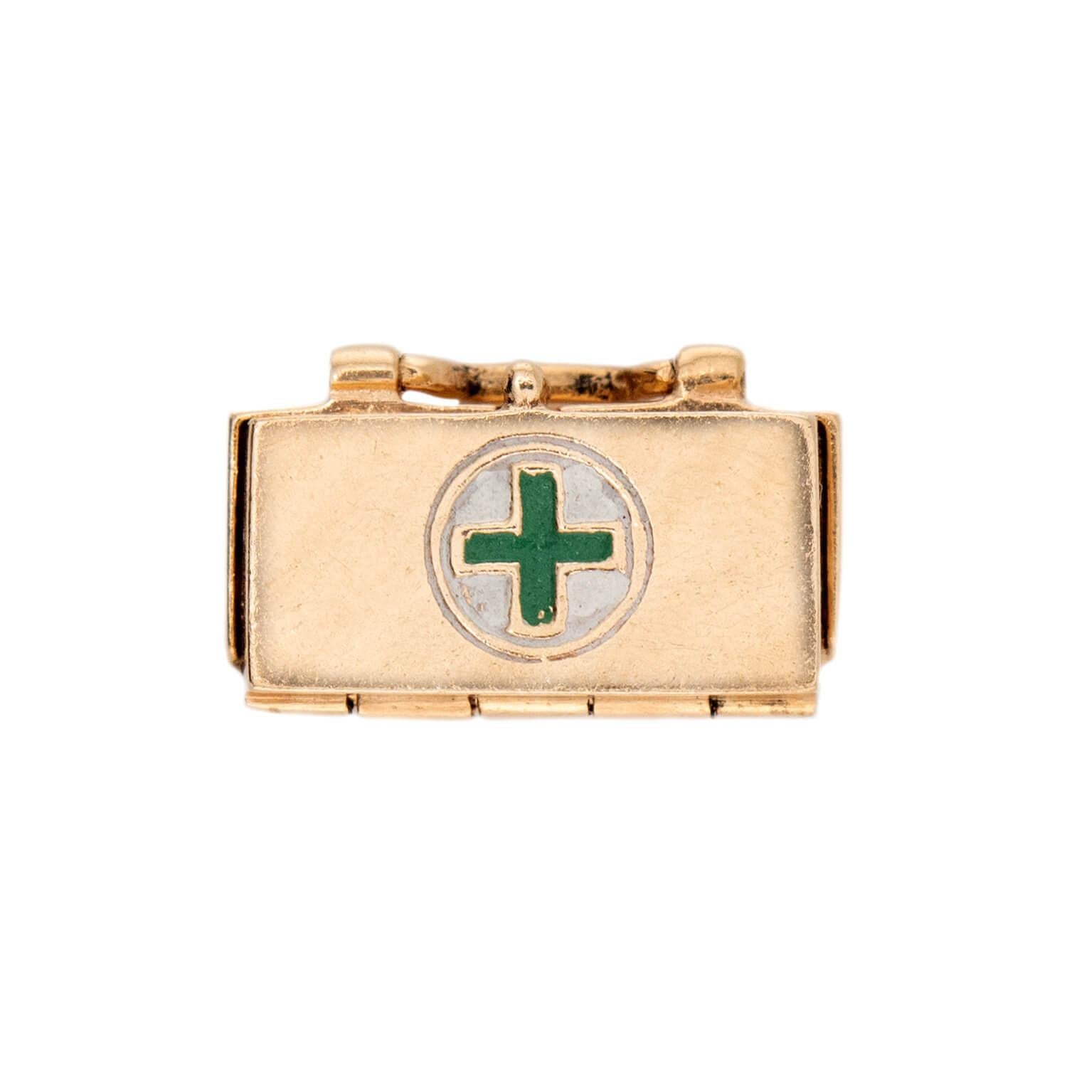 Retro 14k Enamel Doctor's Bag Pendant/Charm