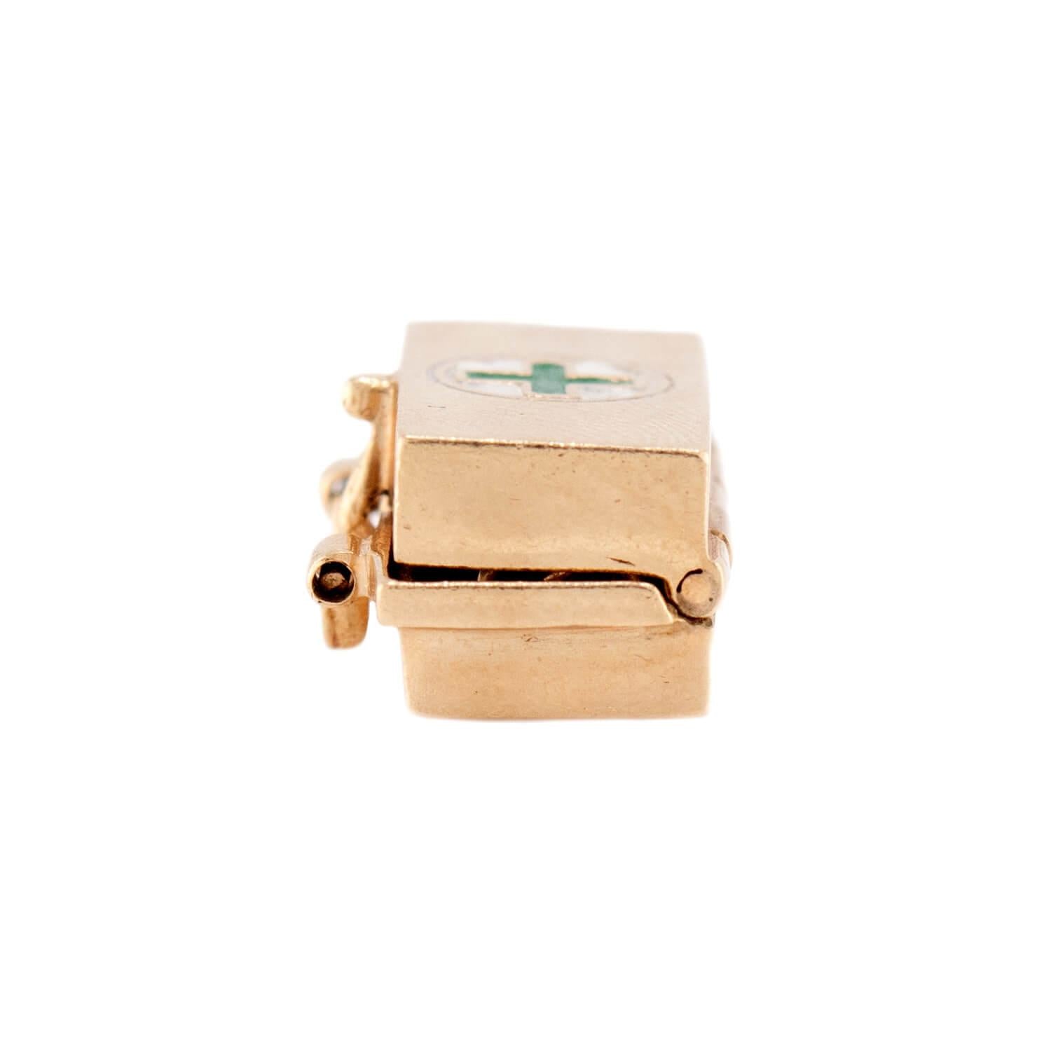 Retro 14k Enamel Doctor's Bag Pendant/Charm