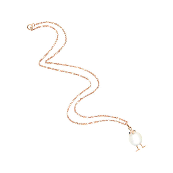 Estate South Sea Pearl Chicken Pendent w/14k Rose Gold Chain