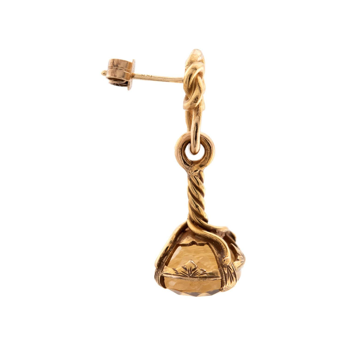 Victorian 14k Citrine Intaglio Earring