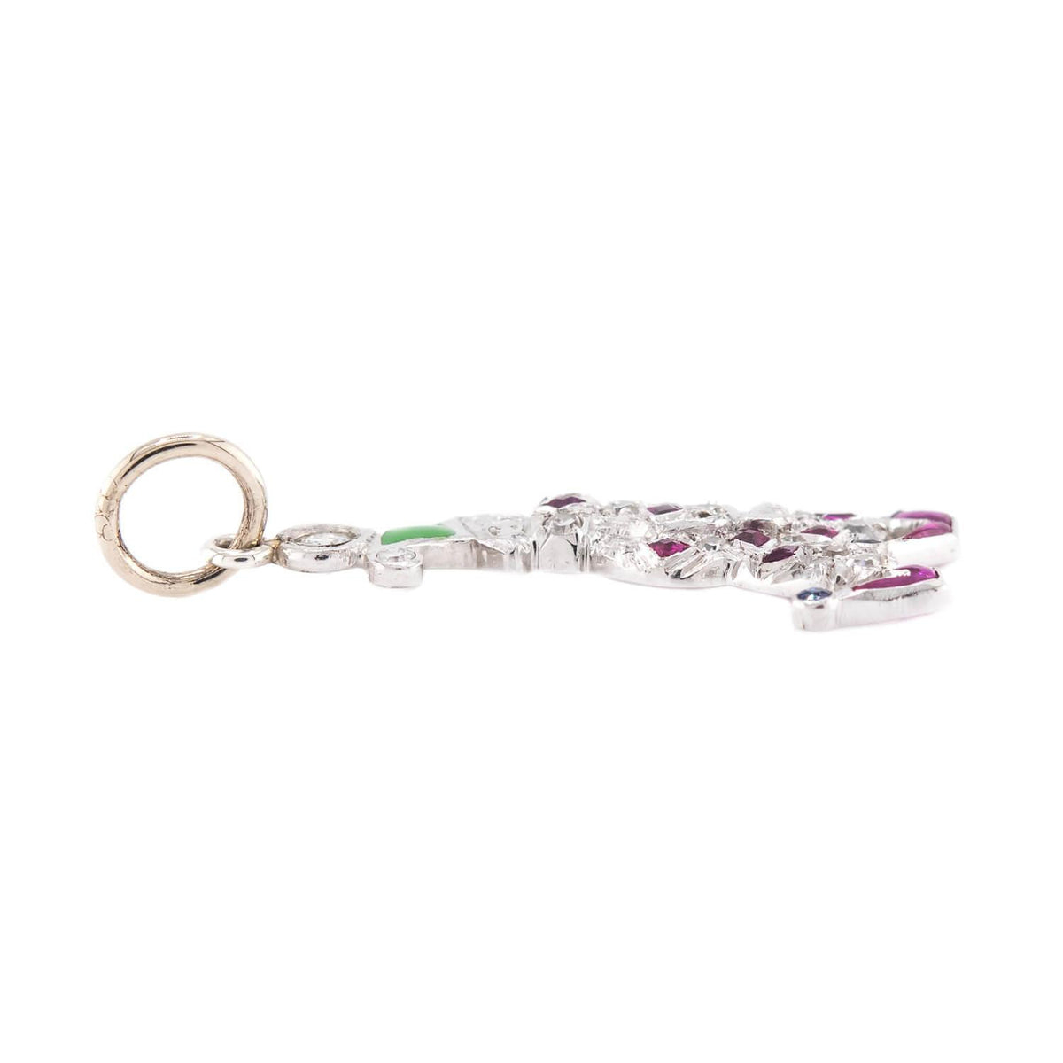 Art Deco Platinum Diamond, Ruby, Sapphire, & Enamel Clown Pendant/Charm