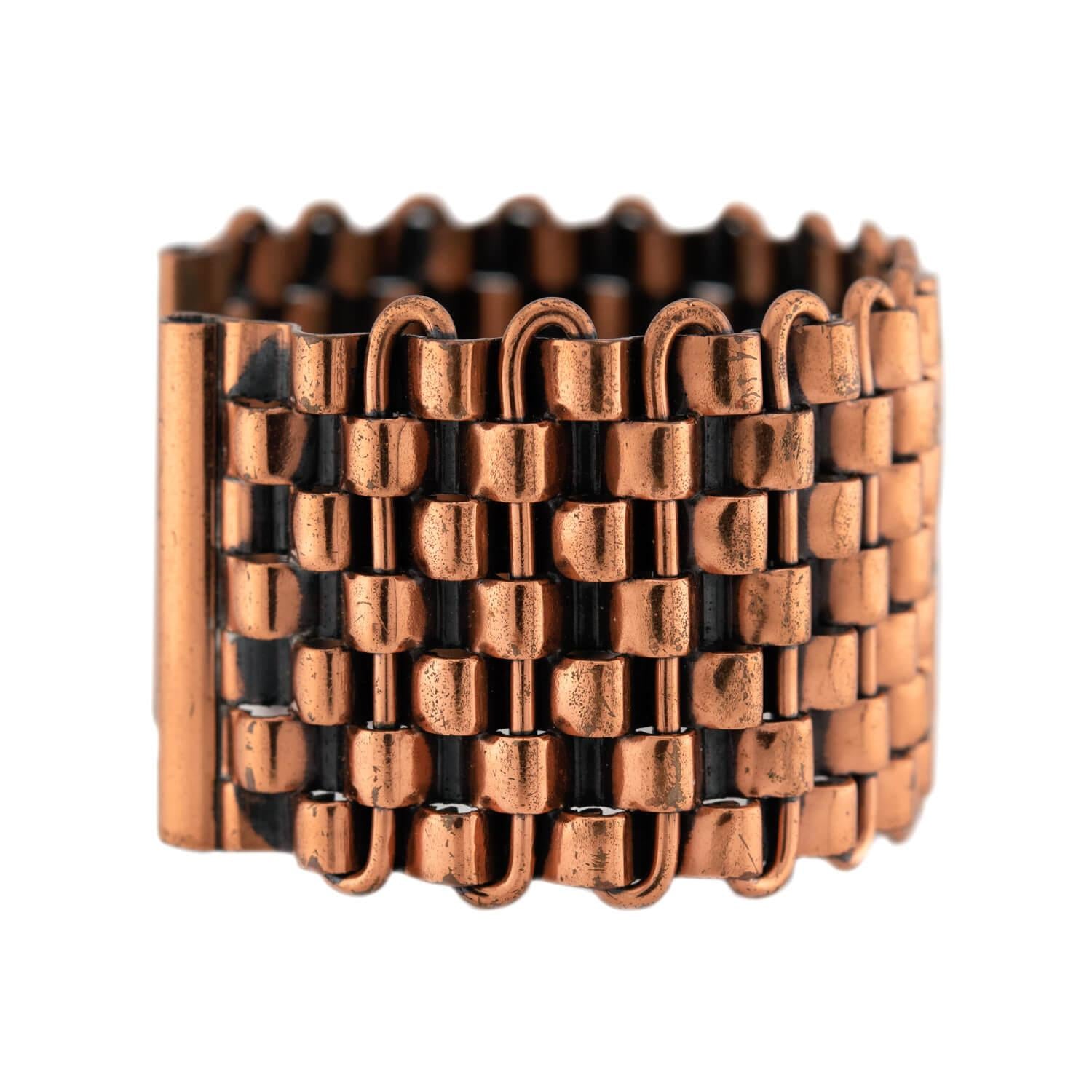 RENOIR Vintage Copper Basket Weave Cuff Bracelet