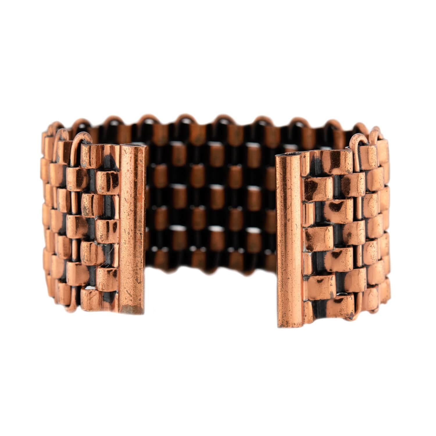 RENOIR Vintage Copper Basket Weave Cuff Bracelet