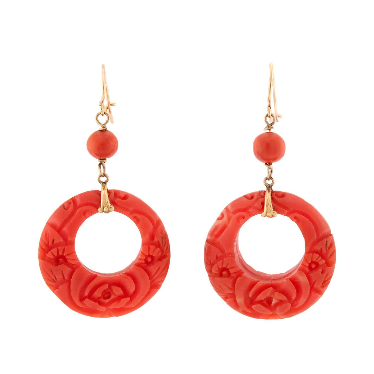 Art Deco 14k Coral Dangle Earrings