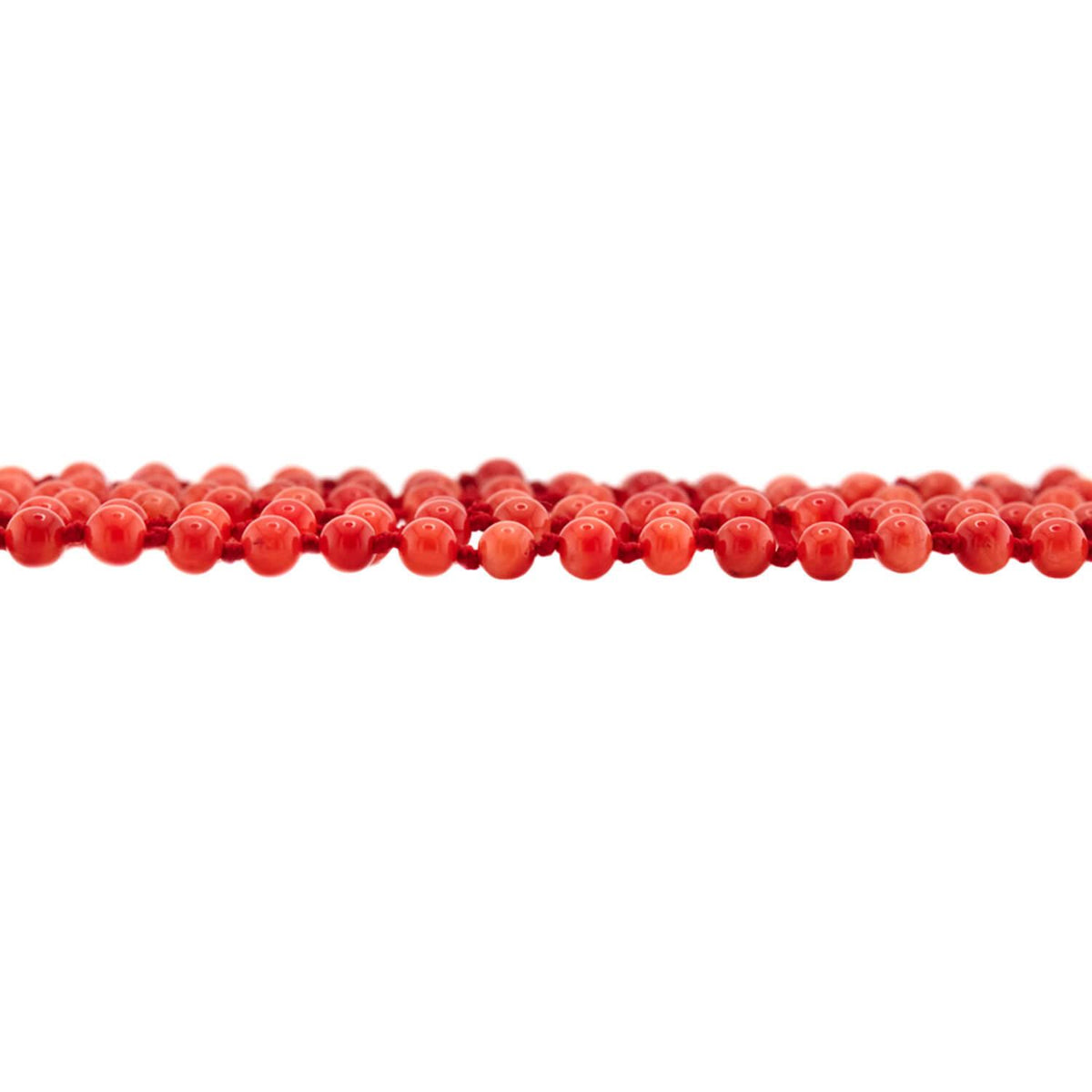 Art Deco Coral Bead Necklace 70"