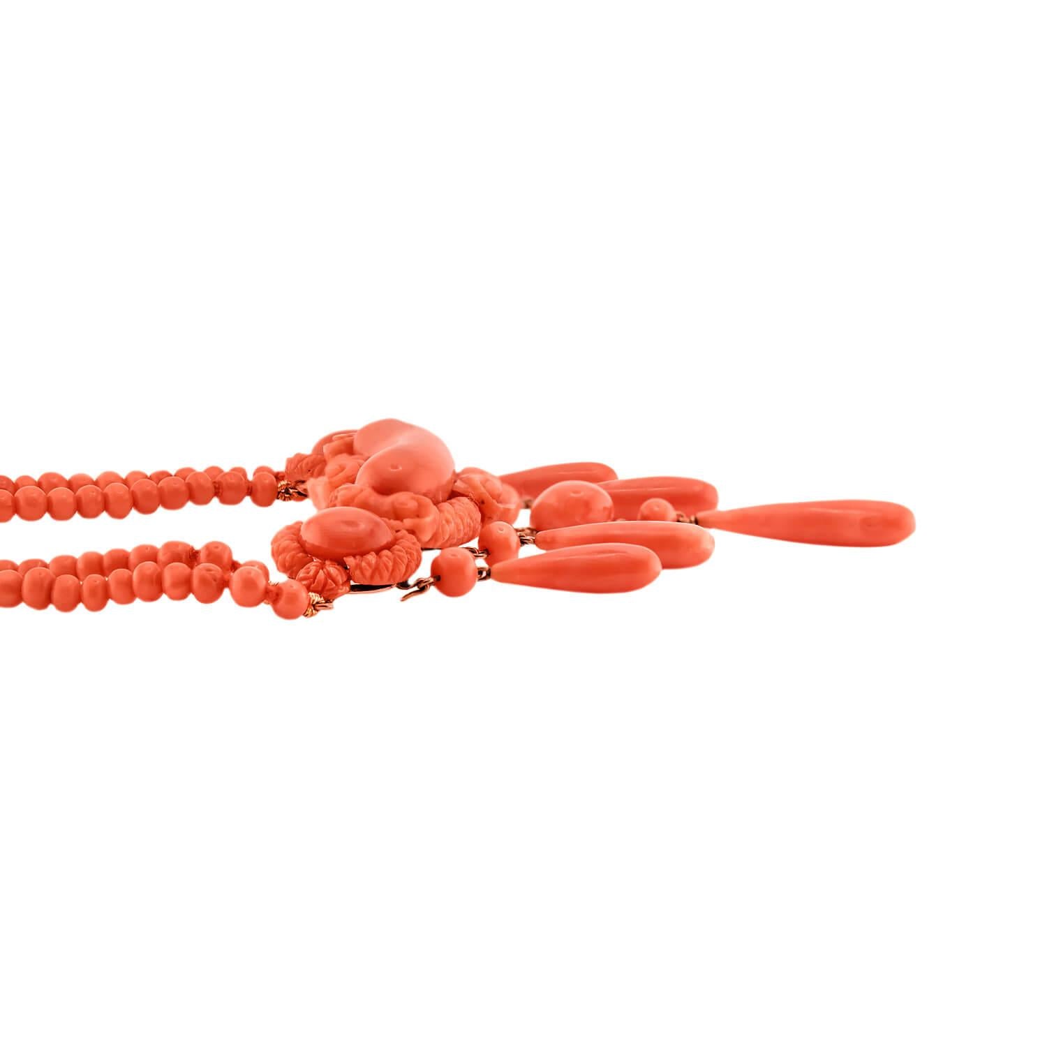 Victorian Gold-Filled Coral Festoon Necklace