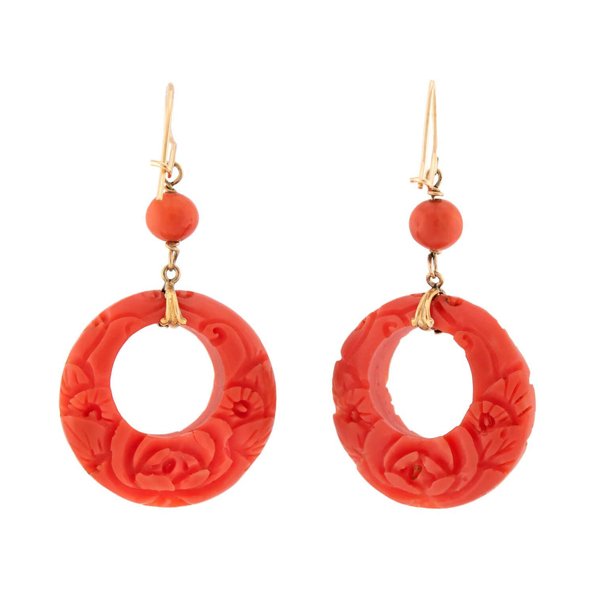 Art Deco 14k Coral Dangle Earrings