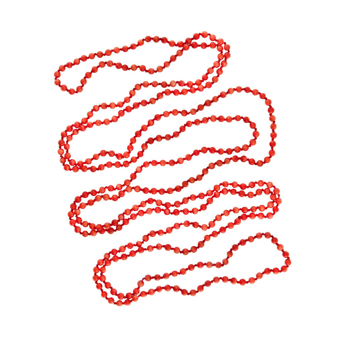 Art Deco Coral Bead Necklace 70"