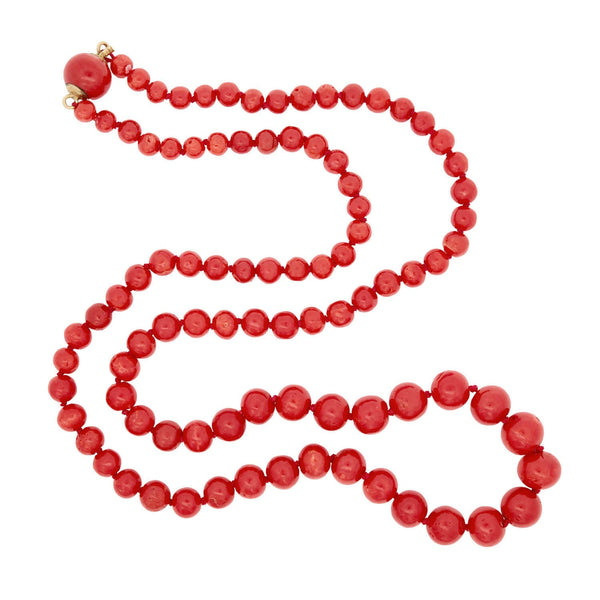 Victorian 14k Graduated Oxblood Coral Bead Necklace