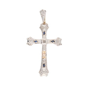 Edwardian 18k Platinum Sapphire Cross Pendant