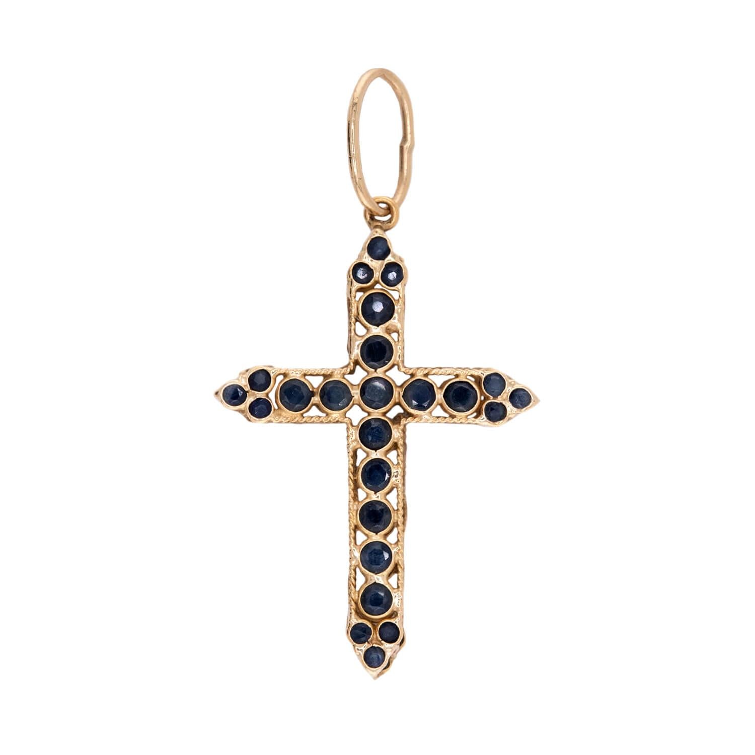 Estate 14k Sapphire Cross Pendant/Charm