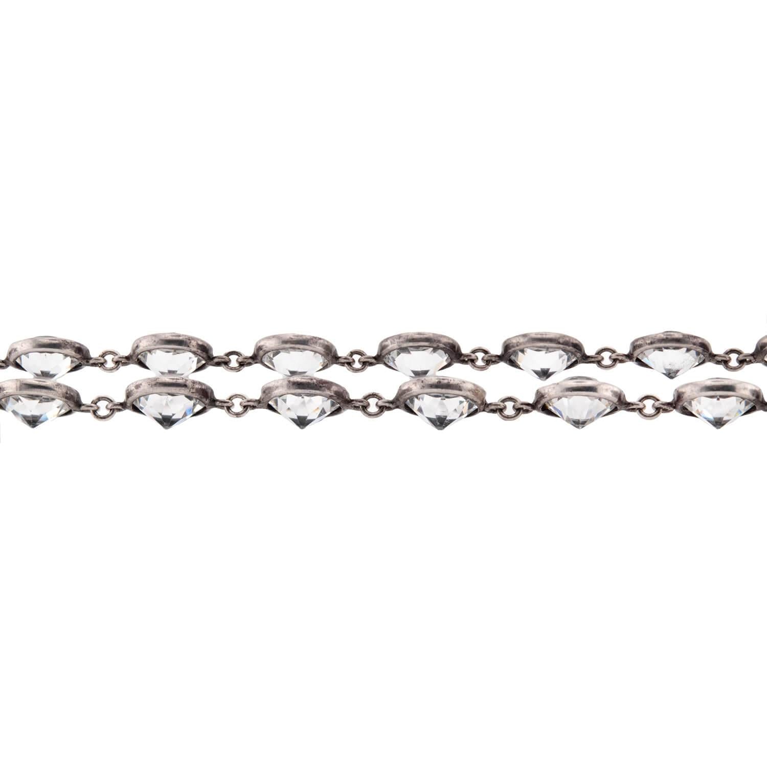 Art Deco Sterling Silver Rock Quartz Crystal Necklace 24"