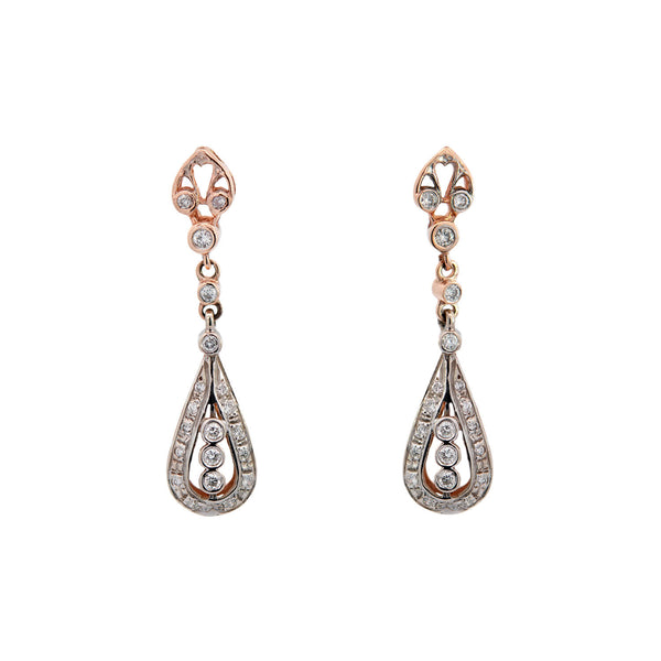 Estate 14k Diamond Dangle Earrings .90ctw