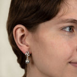 Estate 18k Tahitian Black Pearl & Diamond Earrings