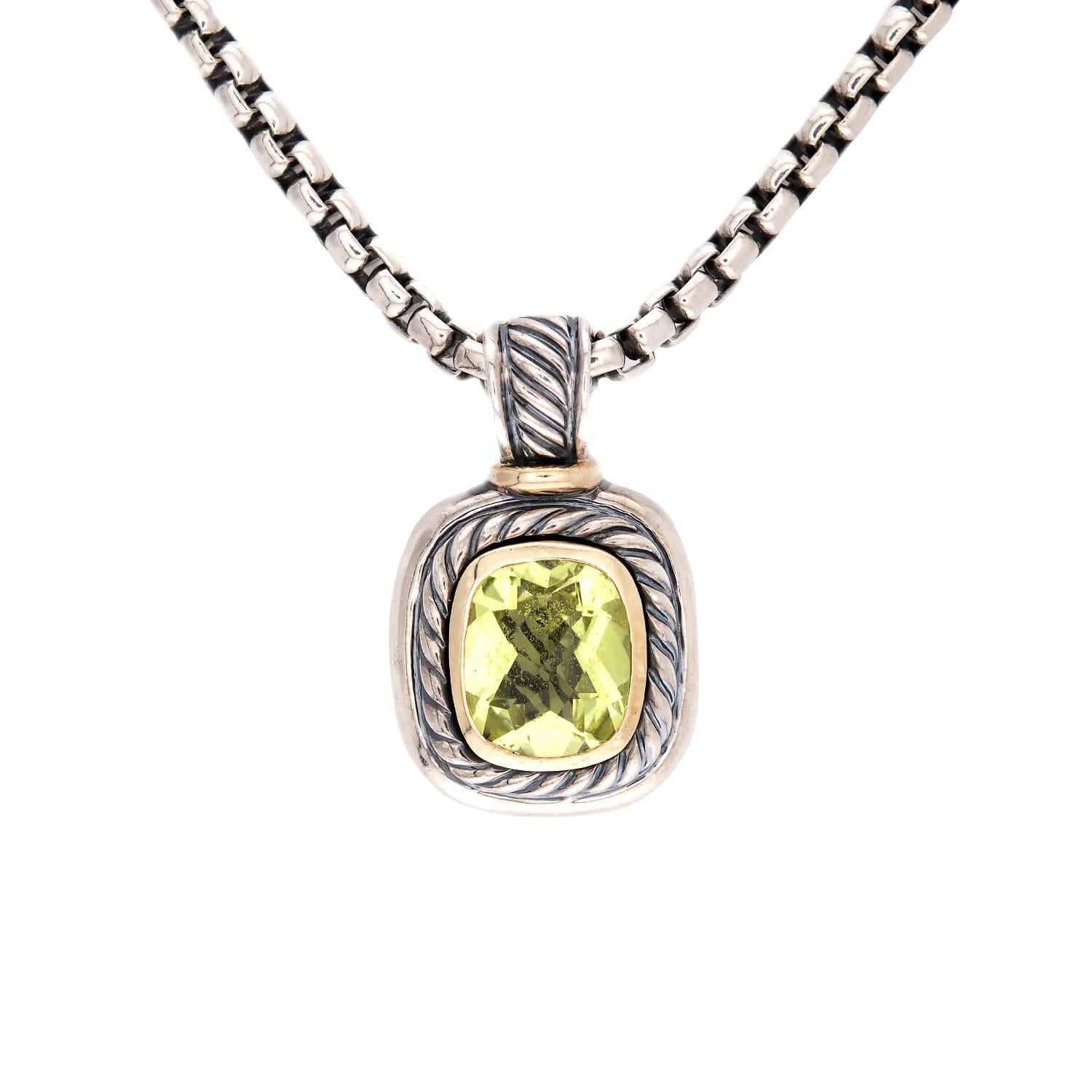 DAVID YURMAN Estate 14k/Sterling Silver Peridot Pendant Necklace