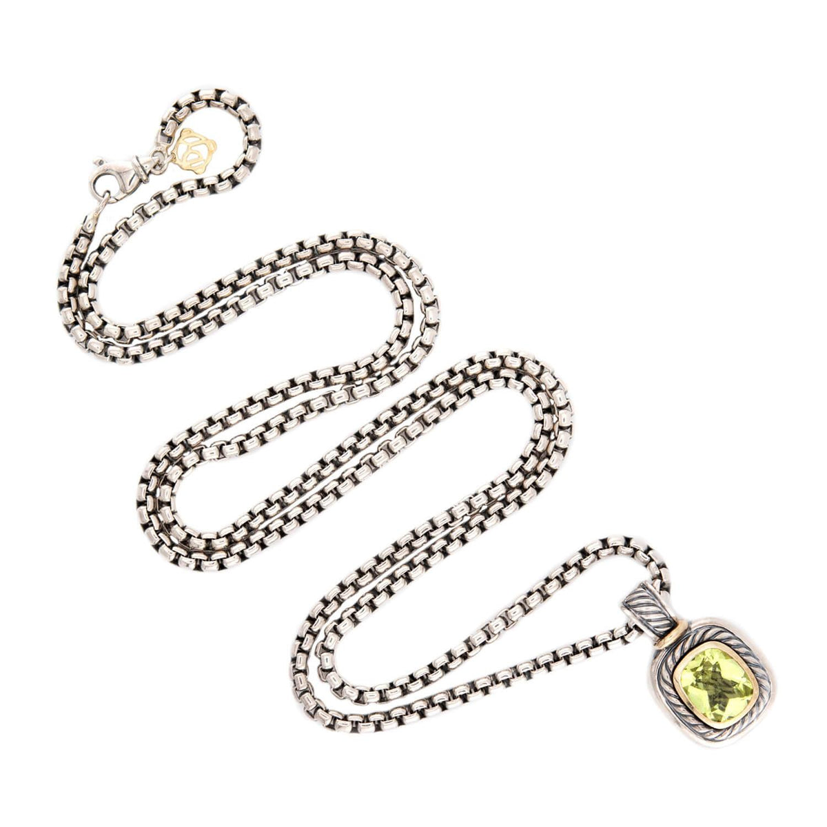 DAVID YURMAN Estate 14k/Sterling Silver Peridot Pendant Necklace