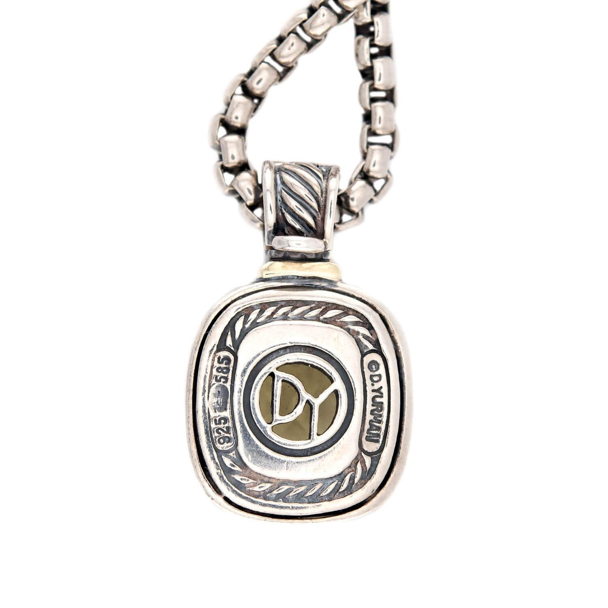 DAVID YURMAN Estate 14k/Sterling Silver Peridot Pendant Necklace