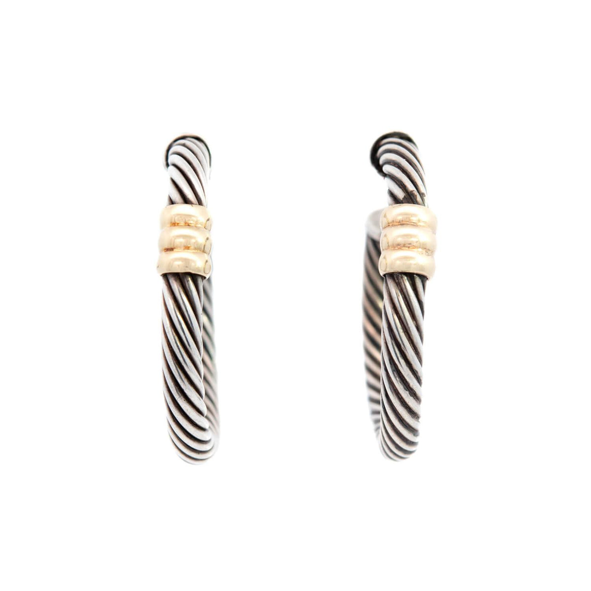 DAVID YURMAN Estate 14K/Sterling Silver Hoop Earrings display picture 1