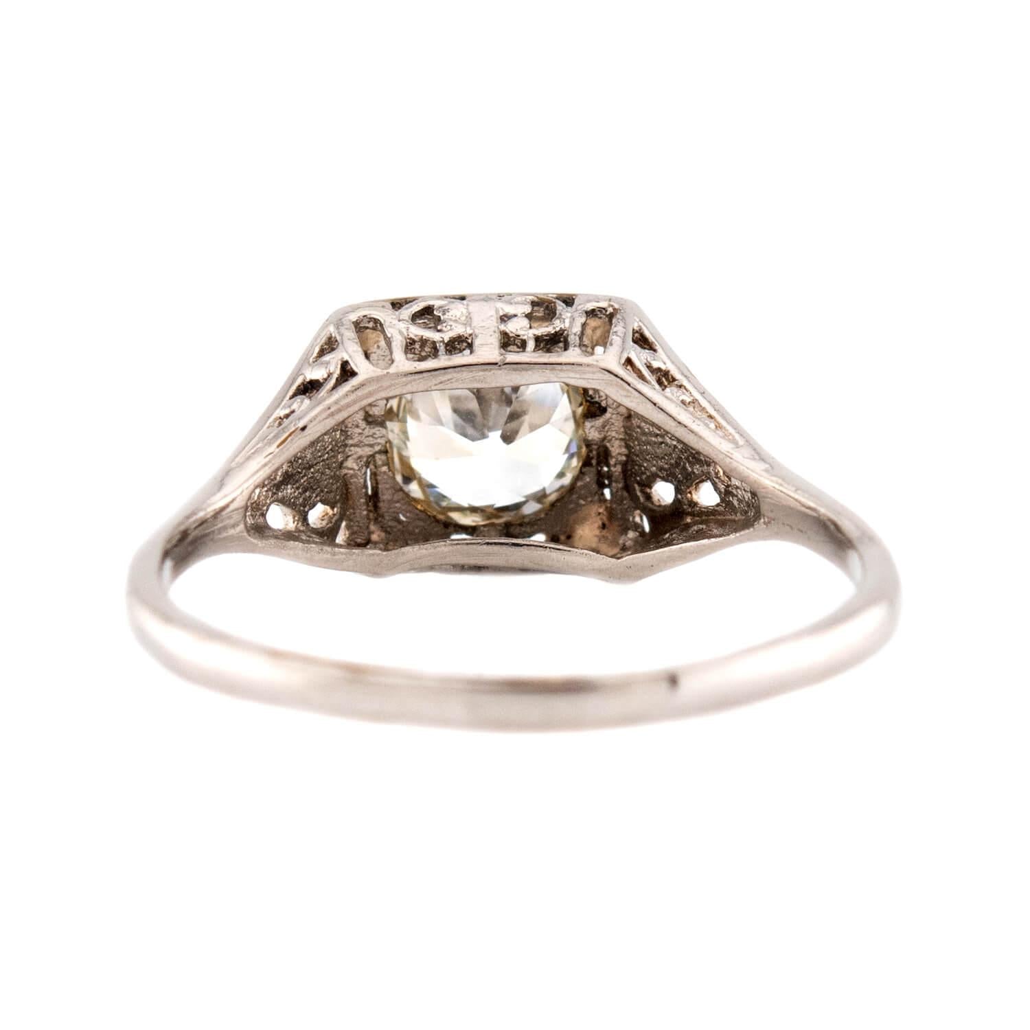 Art Deco 14k GIA Diamond Engagement Ring .73ct