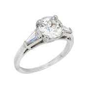 Retro Platinum Diamond Engagement Ring 1.66ct