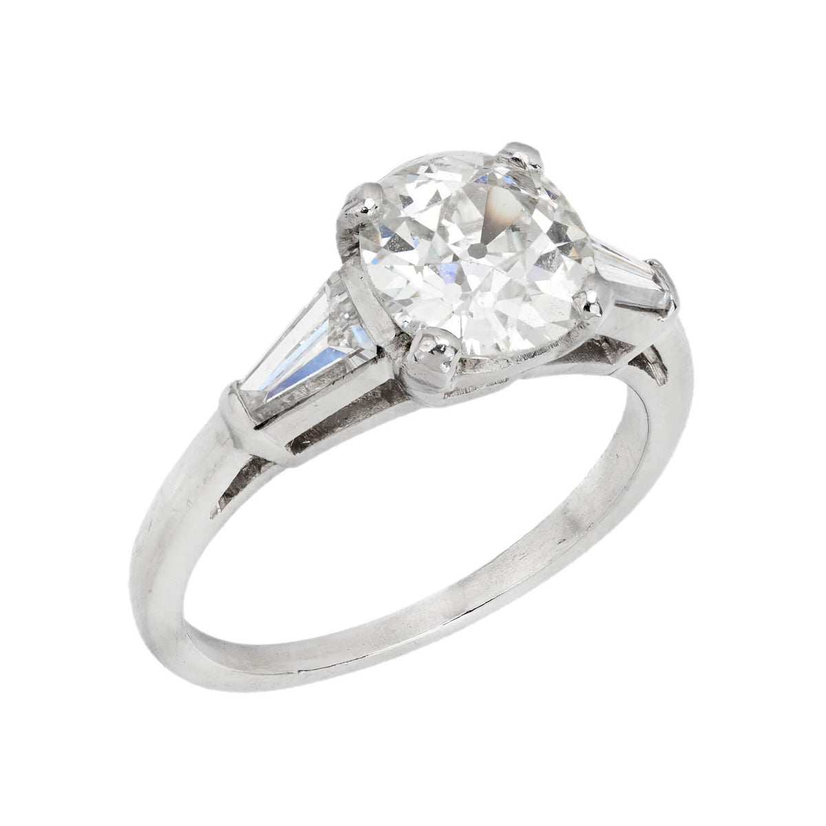 Retro Platinum Diamond Engagement Ring 1.66ct