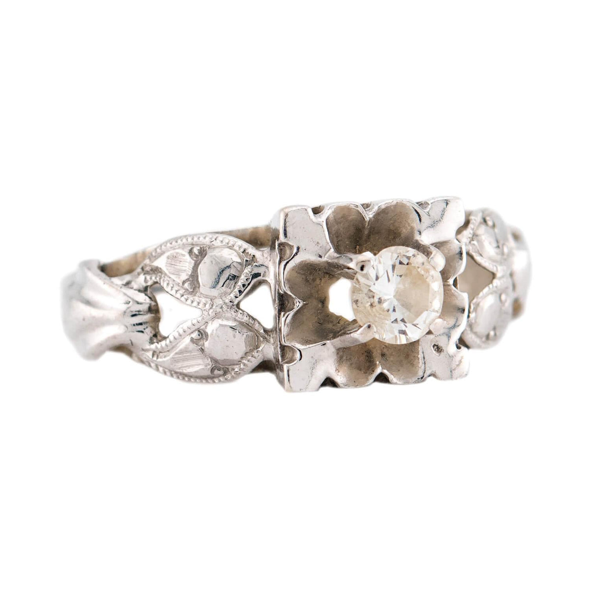 Retro 14k Diamond Engagement Ring .20ct