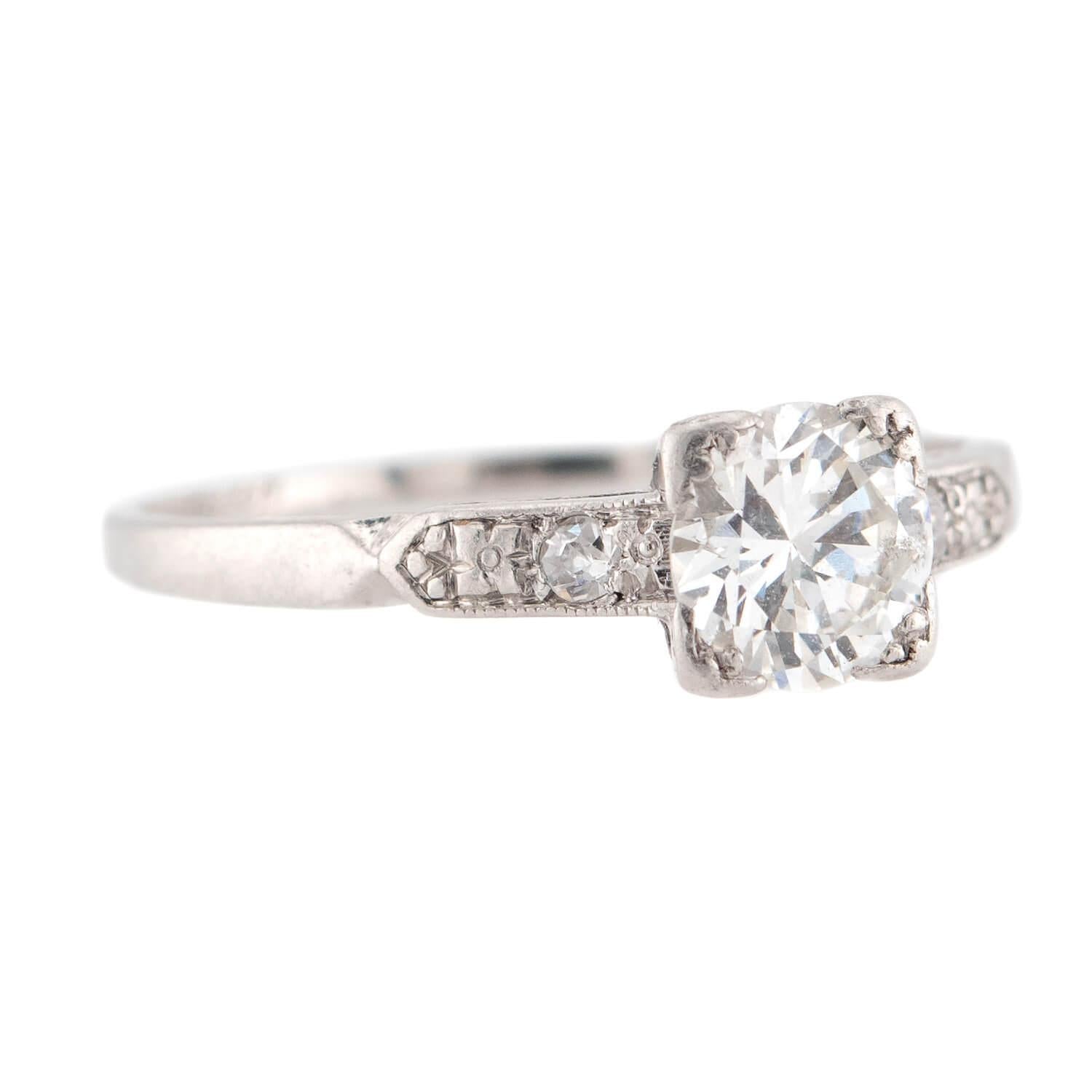 Art Deco Platinum Diamond Engagement Ring .40ct