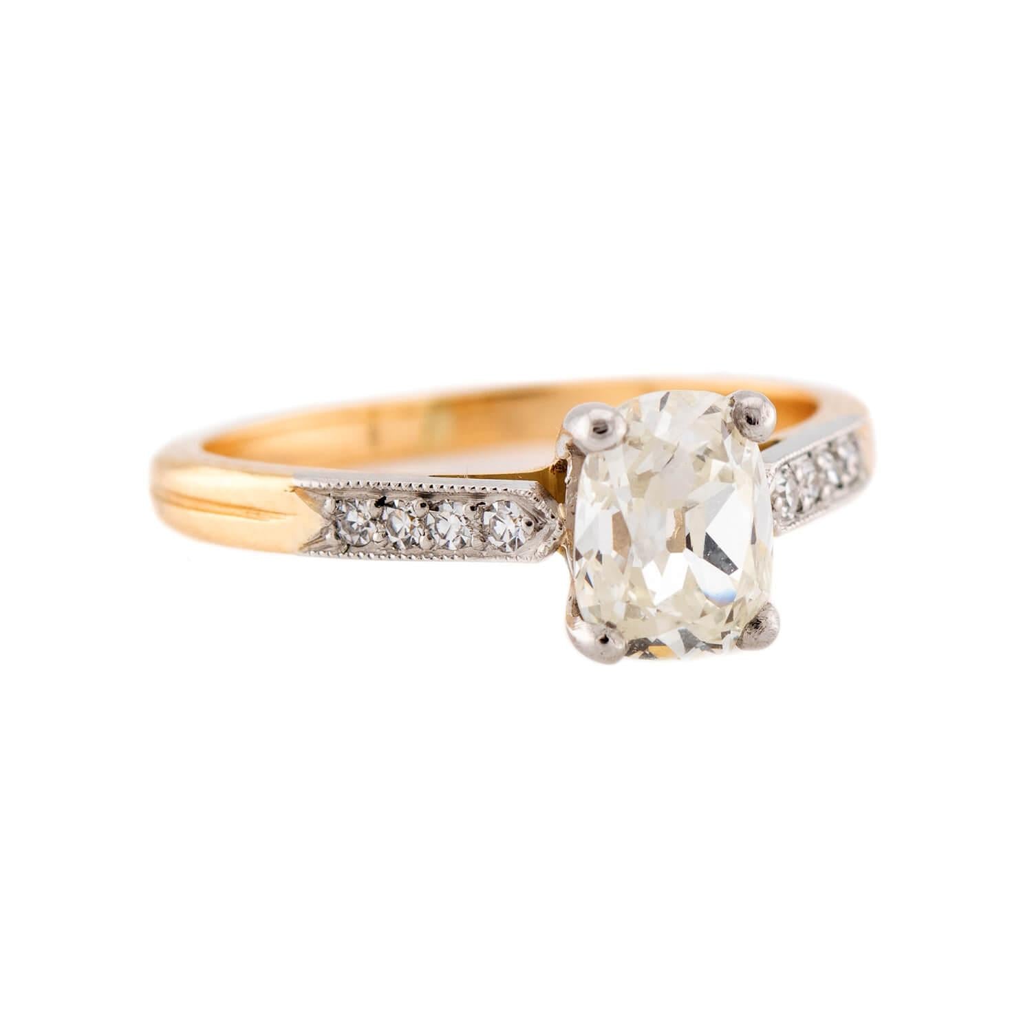 Estate French 18k GIA Diamond Engagement Ring 1.18ct