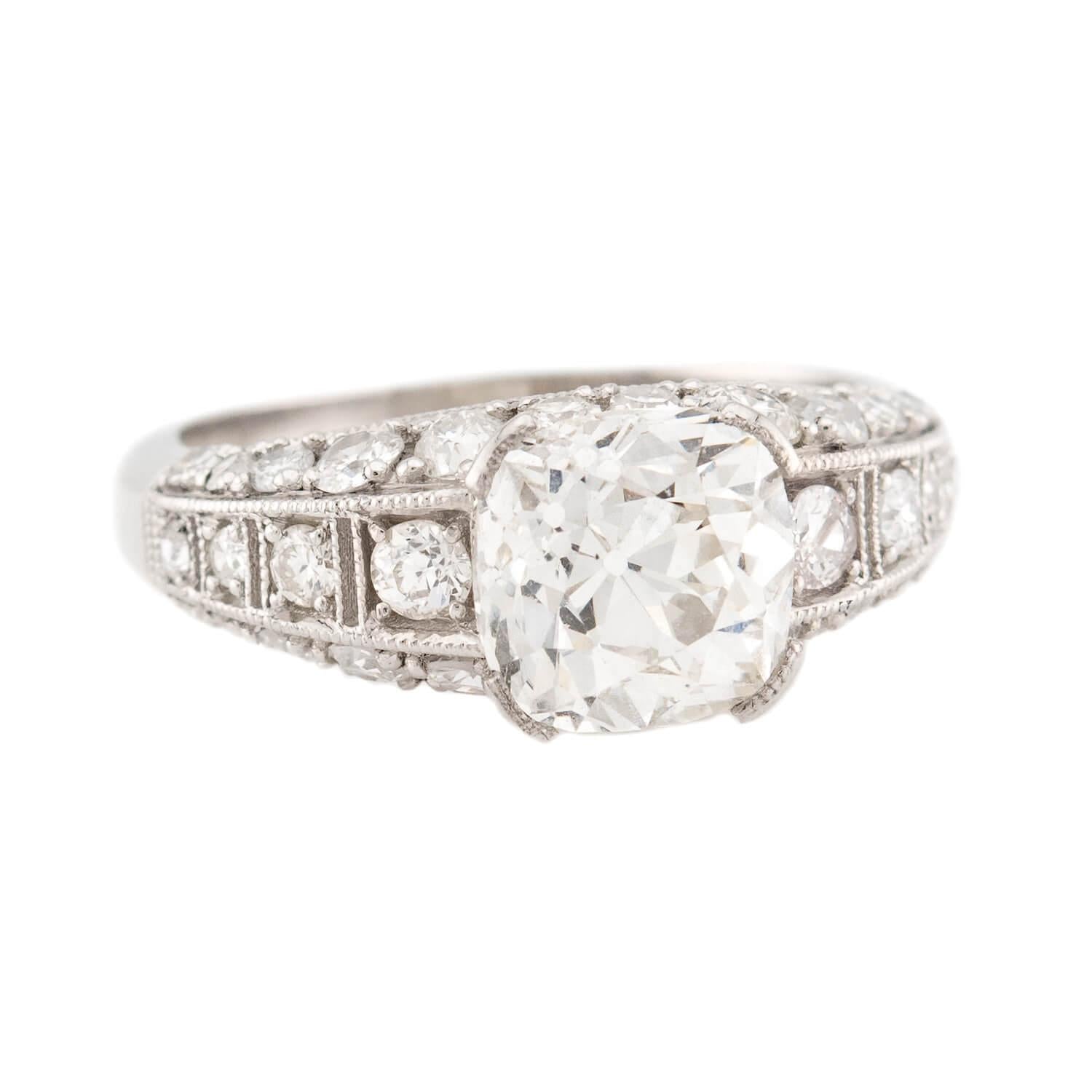 Estate Platinum GIA Diamond Engagement Ring 2.73ct